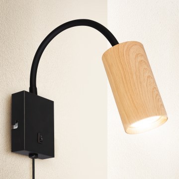 Brilagi - Fleksibel væglampe SELE 1xGU10/30W/230V sort/egetræsdekor