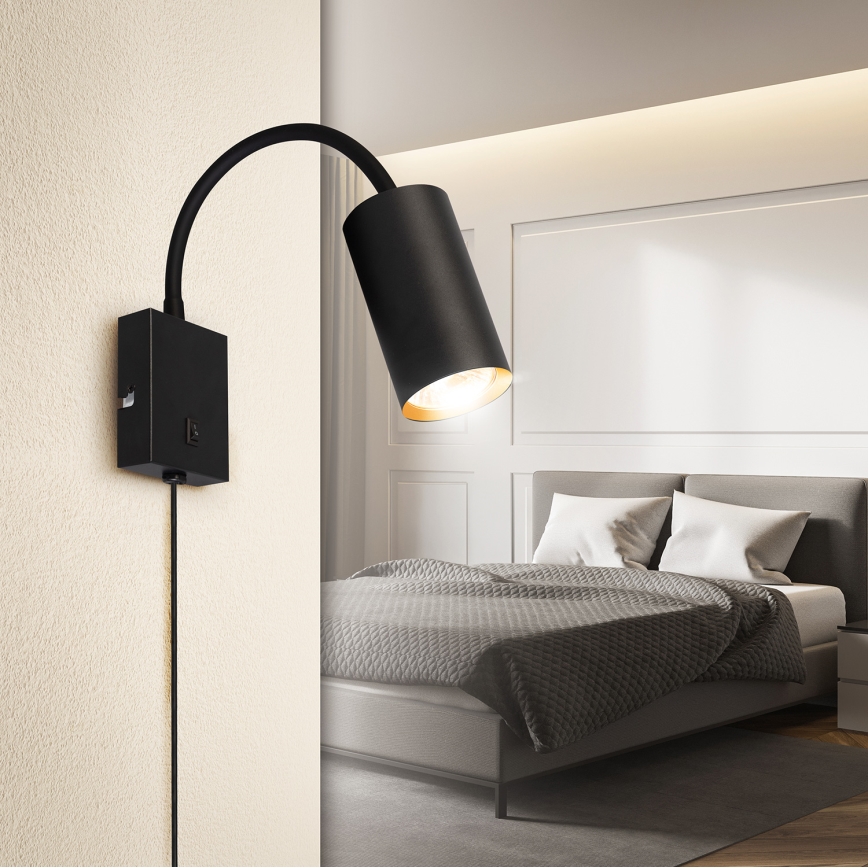 Brilagi - Fleksibel væglampe med afbryder SELE 1xGU10/30W/230V sort/guld