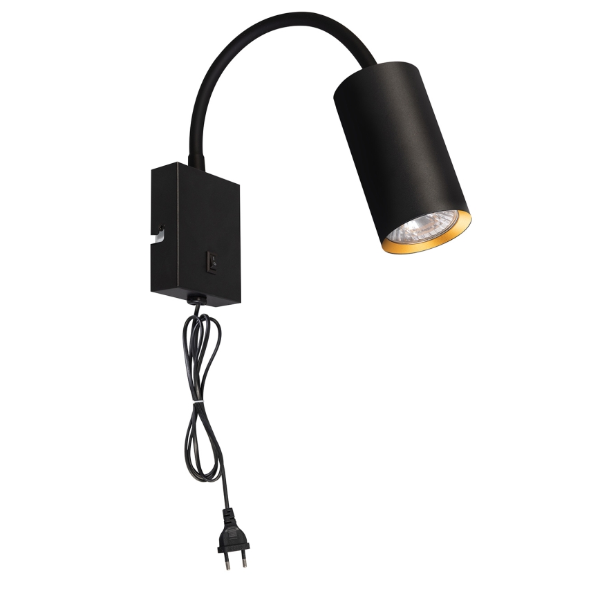 Brilagi - Fleksibel væglampe med afbryder SELE 1xGU10/30W/230V sort/guld