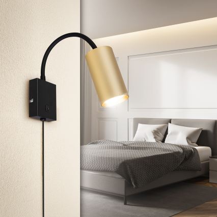 Brilagi - Fleksibel væglampe SELE 1xGU10/30W/230V sort/guldfarvet