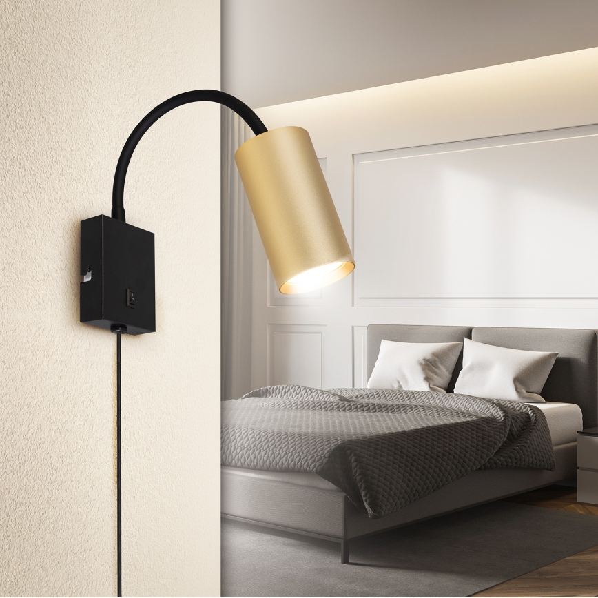 Brilagi - Fleksibel væglampe SELE 1xGU10/30W/230V sort/guldfarvet