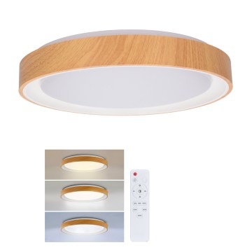 Brilagi - FLOCO LED, dæmpbar loftlampe/48W/230V Ø 40 cm trælook/hvid + fjernbetjening