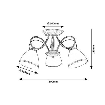 Brilagi - FRED overflademonteret lysekrone 3xE27/60W/230V Ø 59 cm bronzefarvet