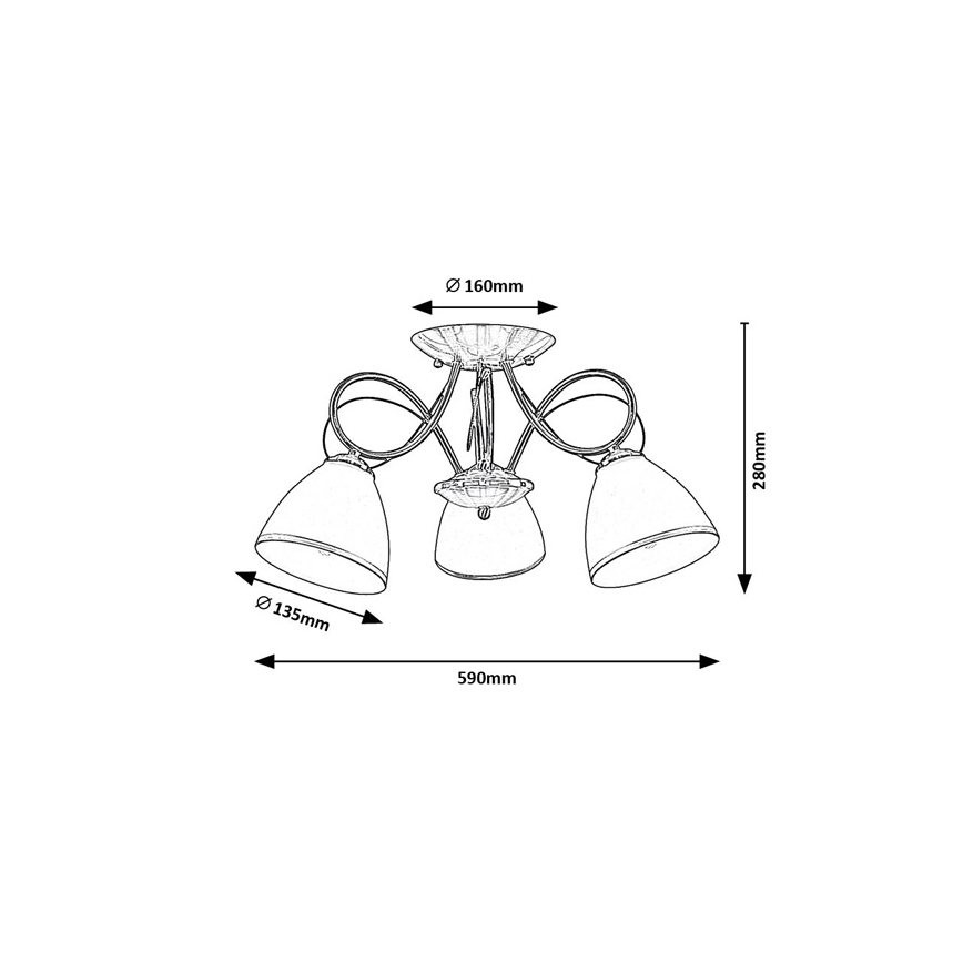 Brilagi - FRED overflademonteret lysekrone 3xE27/60W/230V Ø 59 cm bronzefarvet