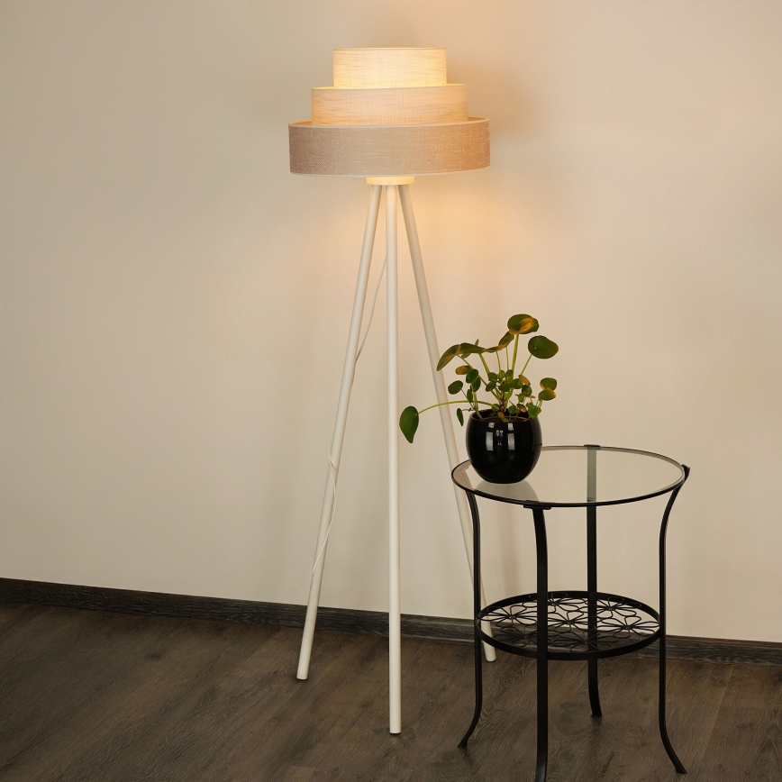 Brilagi - Gulvlampe ALASKA LUNETA 1xE27/15W/230V grå/cremefarvet