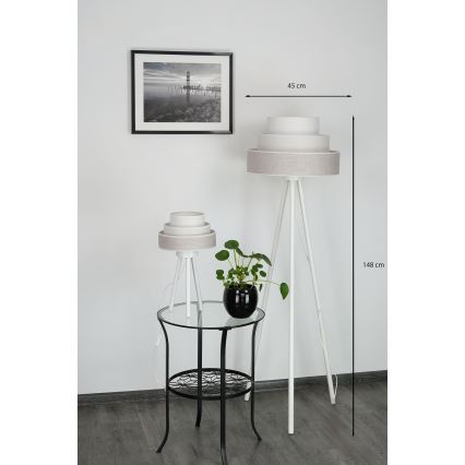 Brilagi - Gulvlampe ALASKA LUNETA 1xE27/15W/230V grå/cremefarvet