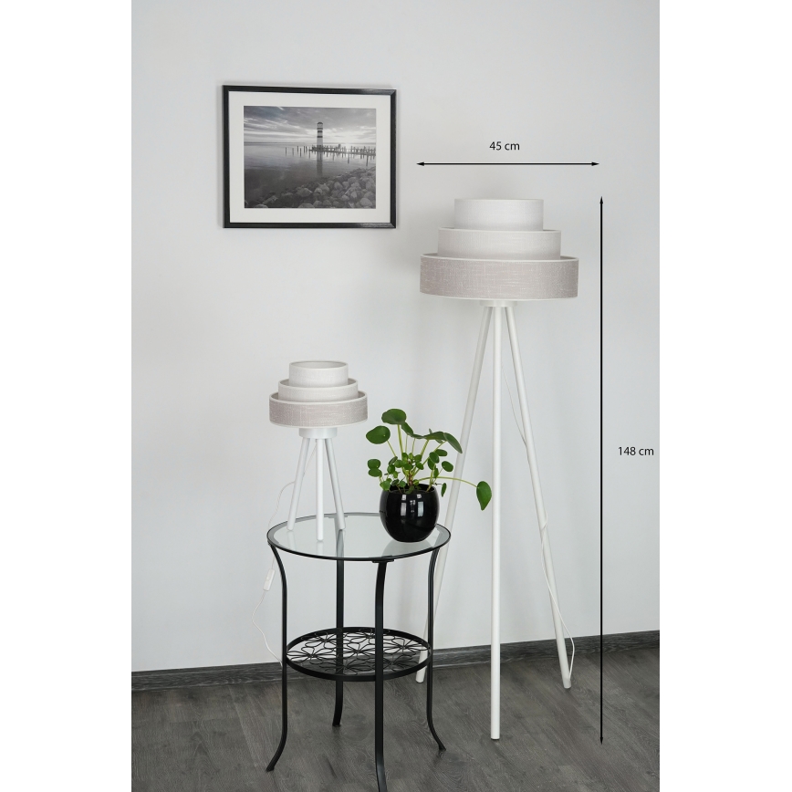Brilagi - Gulvlampe ALASKA LUNETA 1xE27/15W/230V grå/cremefarvet