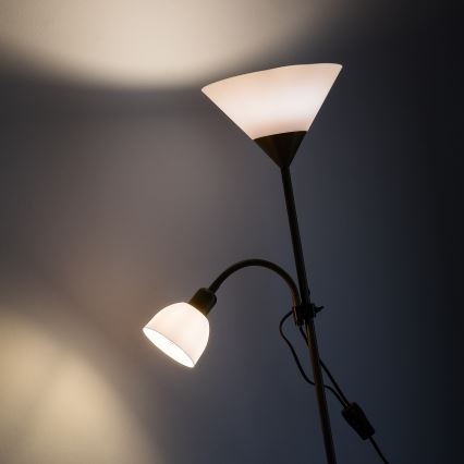 Brilagi - Gulvlampe ARIANA 1xE27/100W/230V + 1xE14/25W guldfarvet