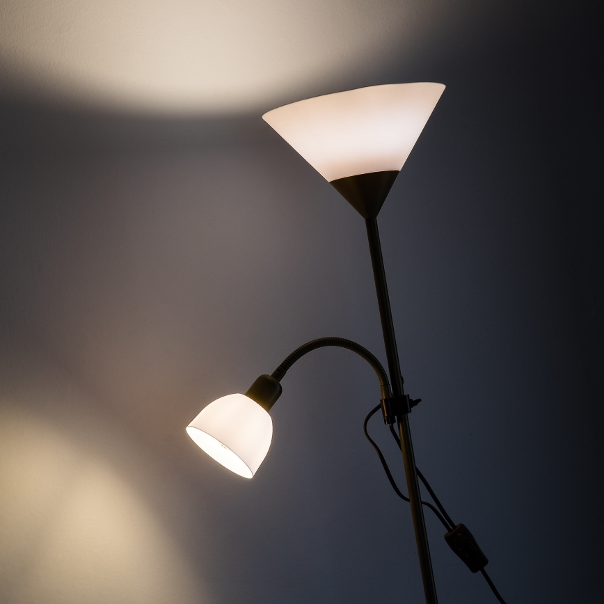 Brilagi - Gulvlampe ARIANA 1xE27/100W/230V + 1xE14/25W guldfarvet