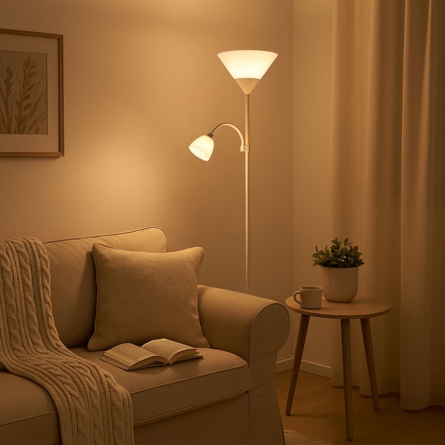 Brilagi - Gulvlampe ARIANA 1xE27/100W/230V + 1xE14/25W hvid