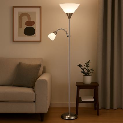 Brilagi - Gulvlampe ARIANA 1xE27/100W/230V + 1xE14/25W mat krom