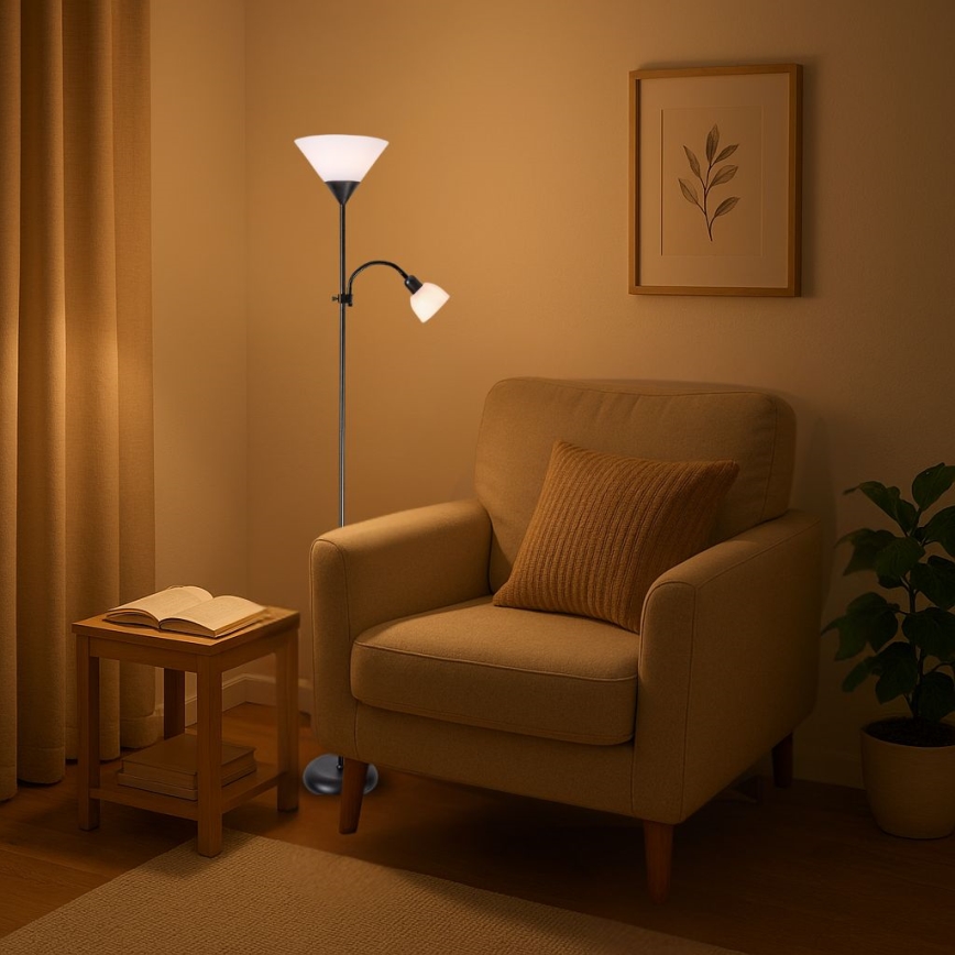 Brilagi - Gulvlampe ARIANA 1xE27/100W/230V + 1xE14/25W sort