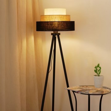 Brilagi - Gulvlampe ASPEN LUNETA 1xE27/15W/230V sort/beige/cremefarvet