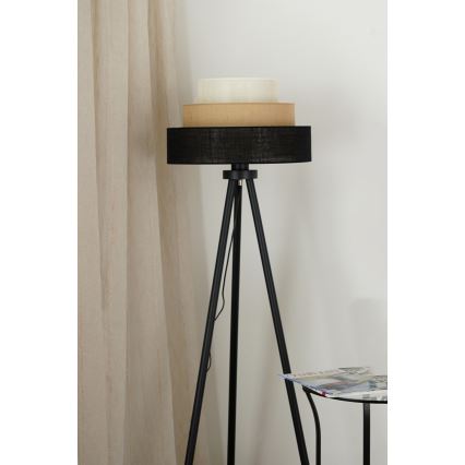 Brilagi - Gulvlampe ASPEN LUNETA 1xE27/15W/230V sort/beige/cremefarvet
