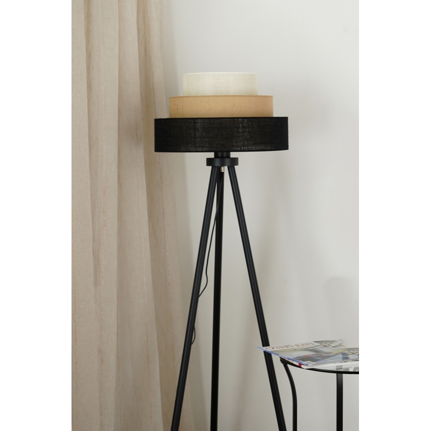 Brilagi - Gulvlampe ASPEN LUNETA 1xE27/15W/230V sort/beige/cremefarvet
