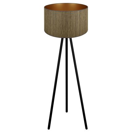 Brilagi - Gulvlampe BOSTON ROLLER 1xE27/15W/230V strå brun/guldfarvet