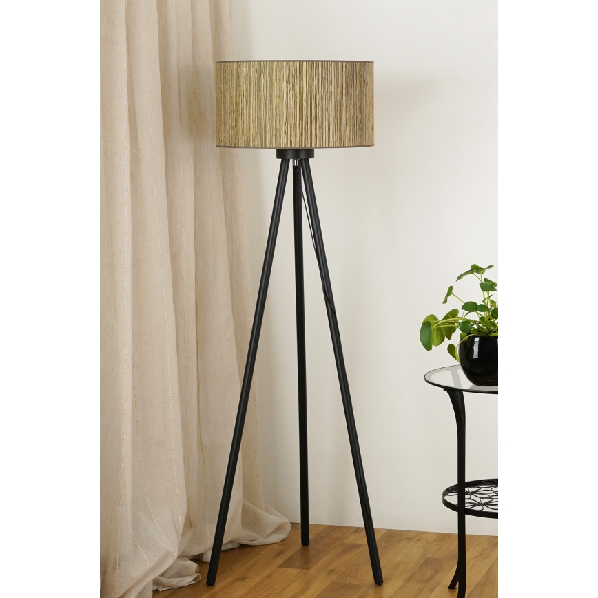 Brilagi - Gulvlampe BOSTON ROLLER 1xE27/15W/230V strå brun/guldfarvet