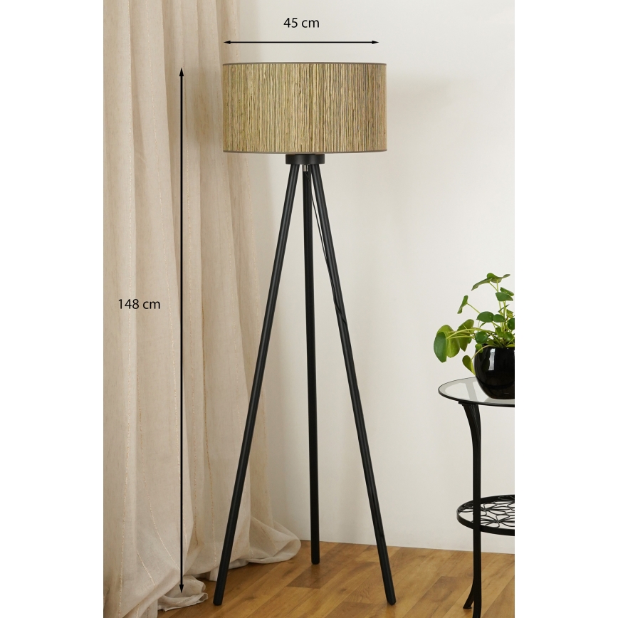 Brilagi - Gulvlampe BOSTON ROLLER 1xE27/15W/230V strå brun/guldfarvet