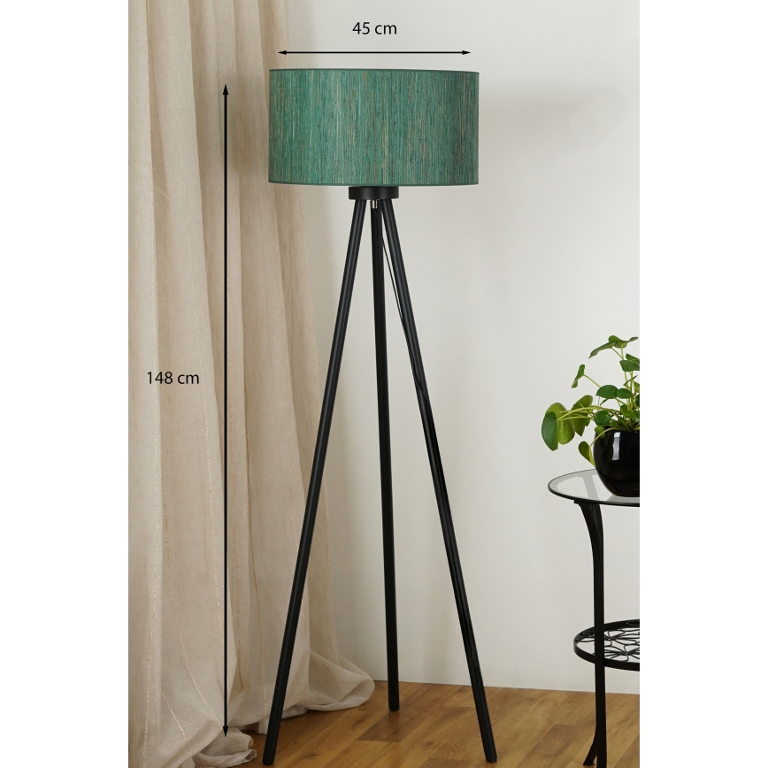 Brilagi - Gulvlampe BOSTON ROLLER 1xE27/15W/230V strå grøn/guldfarvet