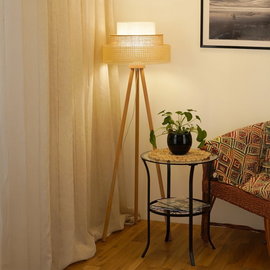 Brilagi - Gulvlampe CEDAR LUNETA 1xE27/15W/230V beige/brun/cremefarvet