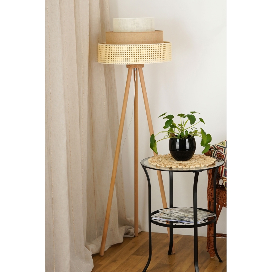 Brilagi - Gulvlampe CEDAR LUNETA 1xE27/15W/230V beige/brun/cremefarvet