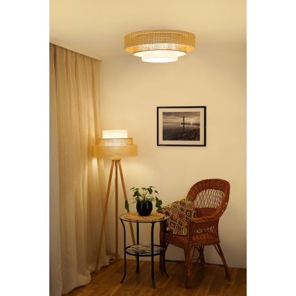 Brilagi - Gulvlampe CEDAR LUNETA 1xE27/15W/230V beige/brun/cremefarvet