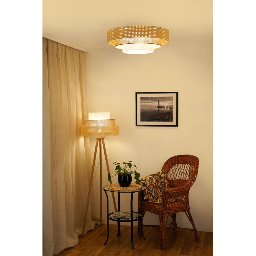 Brilagi - Gulvlampe CEDAR LUNETA 1xE27/15W/230V beige/brun/cremefarvet