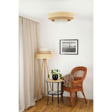 Brilagi - Gulvlampe CEDAR LUNETA 1xE27/15W/230V beige/brun/cremefarvet