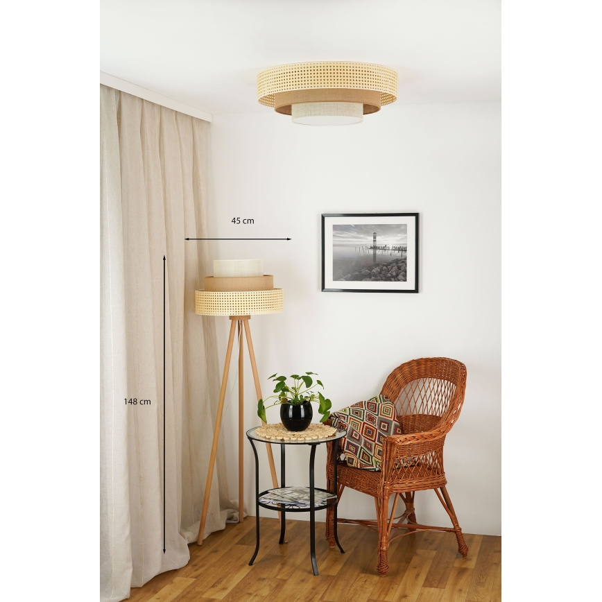 Brilagi - Gulvlampe CEDAR LUNETA 1xE27/15W/230V beige/brun/cremefarvet