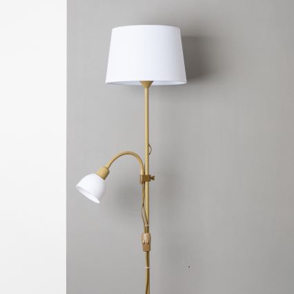 Brilagi - Gulvlampe CERIA 1xE27/100W/230V + 1xE14/25W guld/hvid