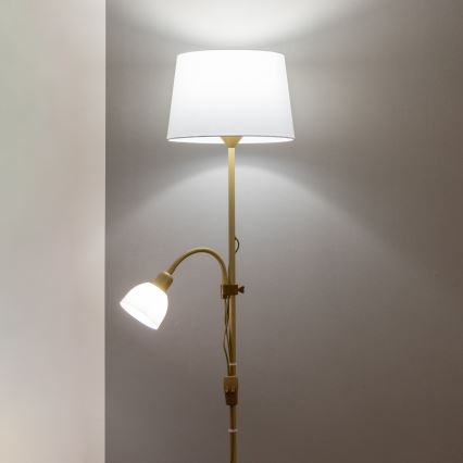 Brilagi - Gulvlampe CERIA 1xE27/100W/230V + 1xE14/25W guld/hvid