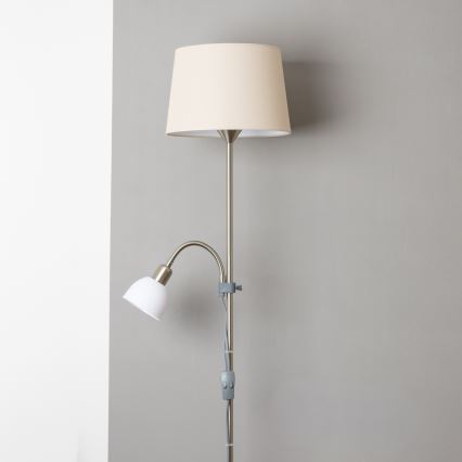 Brilagi - Gulvlampe CERIA 1xE27/100W/230V + 1xE14/25W mat krom/beige
