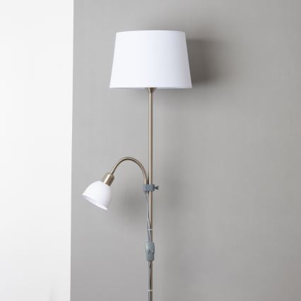 Brilagi - Gulvlampe CERIA 1xE27/100W/230V + 1xE14/25W mat krom/hvid