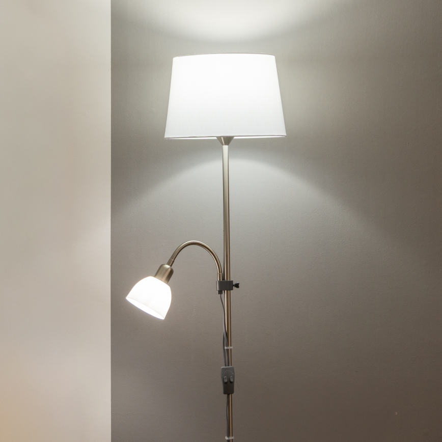 Brilagi - Gulvlampe CERIA 1xE27/100W/230V + 1xE14/25W mat krom/hvid