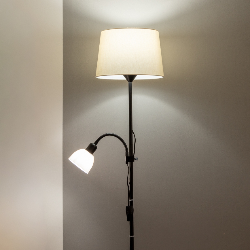 Brilagi - Gulvlampe CERIA 1xE27/100W/230V + 1xE14/25W sort/beige