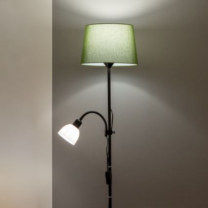 Brilagi - Gulvlampe CERIA 1xE27/100W/230V + 1xE14/25W sort/grøn