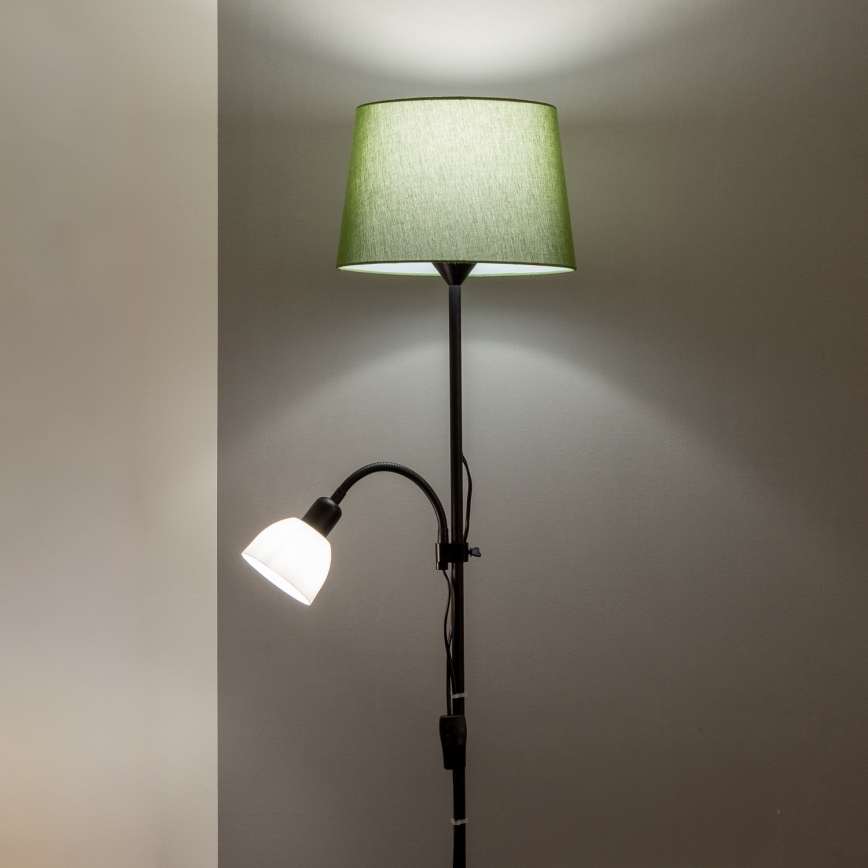 Brilagi - Gulvlampe CERIA 1xE27/100W/230V + 1xE14/25W sort/grøn