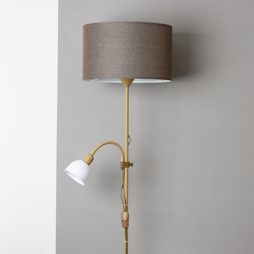 Brilagi - Gulvlampe CERIA 2-i-1 1xE27/100W/230V + 1xE14/25W guld/brun