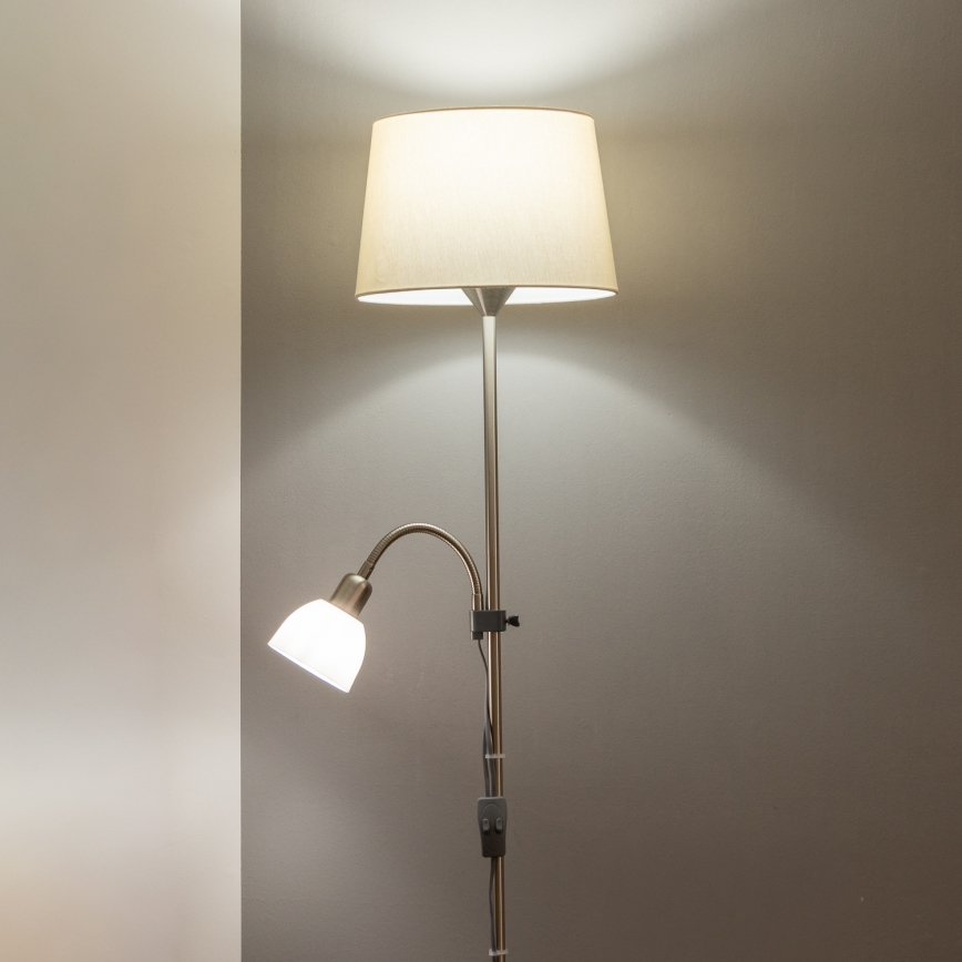 Brilagi - Gulvlampe CERIA 2-i-1 1xE27/100W/230V + 1xE14/25W mat krom/beige