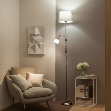 Brilagi - Gulvlampe CERIA 2-i-1 1xE27/100W/230V + 1xE14/25W mat krom/grå