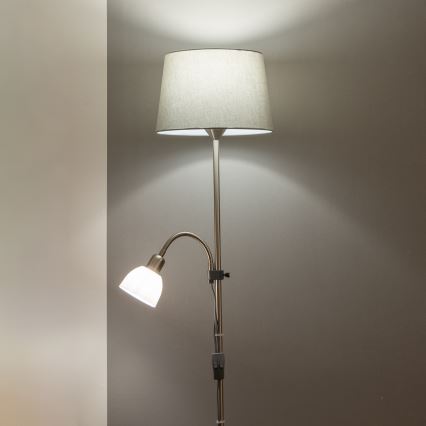Brilagi - Gulvlampe CERIA 2-i-1 1xE27/100W/230V + 1xE14/25W mat krom/grå