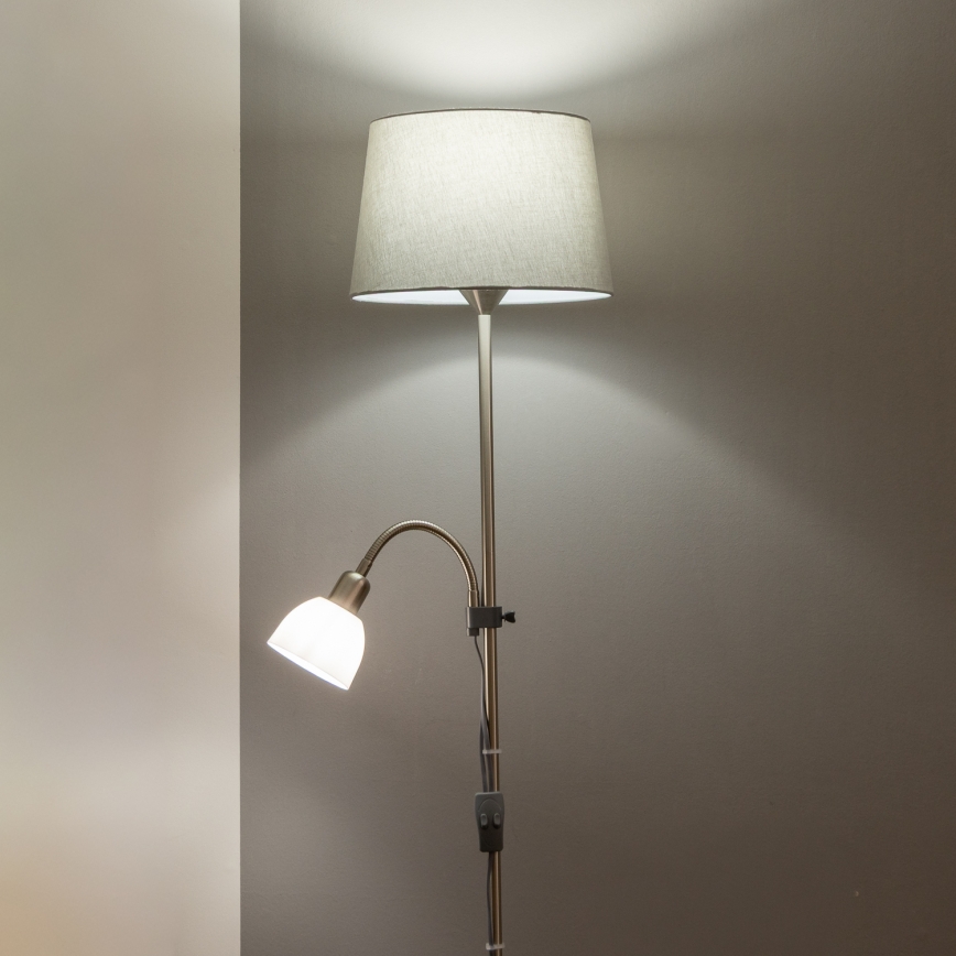 Brilagi - Gulvlampe CERIA 2-i-1 1xE27/100W/230V + 1xE14/25W mat krom/grå