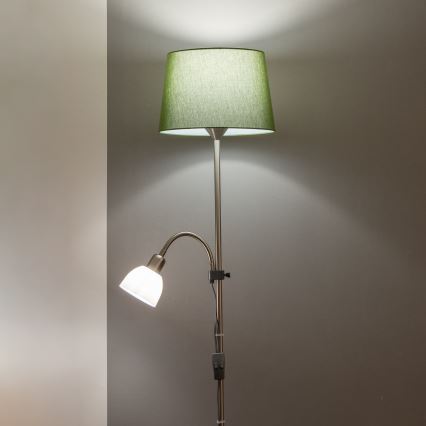 Brilagi - Gulvlampe CERIA 2-i-1 1xE27/100W/230V + 1xE14/25W mat krom/grøn