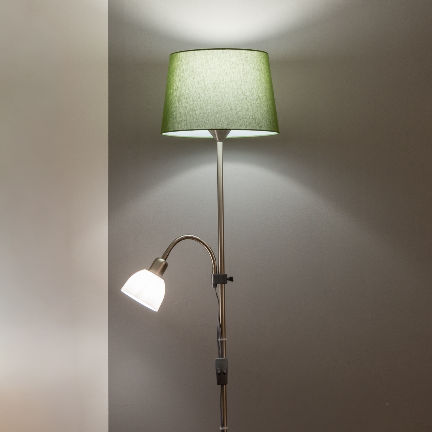 Brilagi - Gulvlampe CERIA 2-i-1 1xE27/100W/230V + 1xE14/25W mat krom/grøn