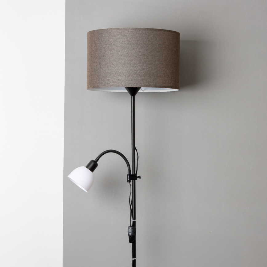 Brilagi - Gulvlampe CERIA 2-i-1 1xE27/100W/230V + 1xE14/25W sort/brun