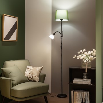 Brilagi - Gulvlampe CERIA 2-i-1 1xE27/100W/230V + 1xE14/25W sort/grøn