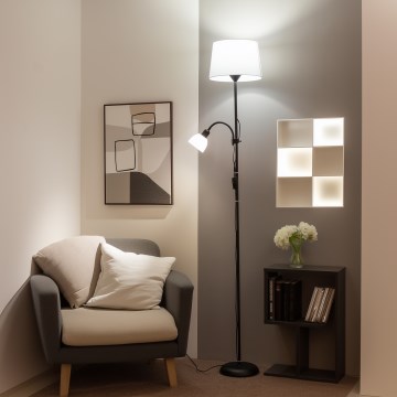 Brilagi - Gulvlampe CERIA 2 i 1 1xE27/100W/230V + 1xE14/25W sort/hvid