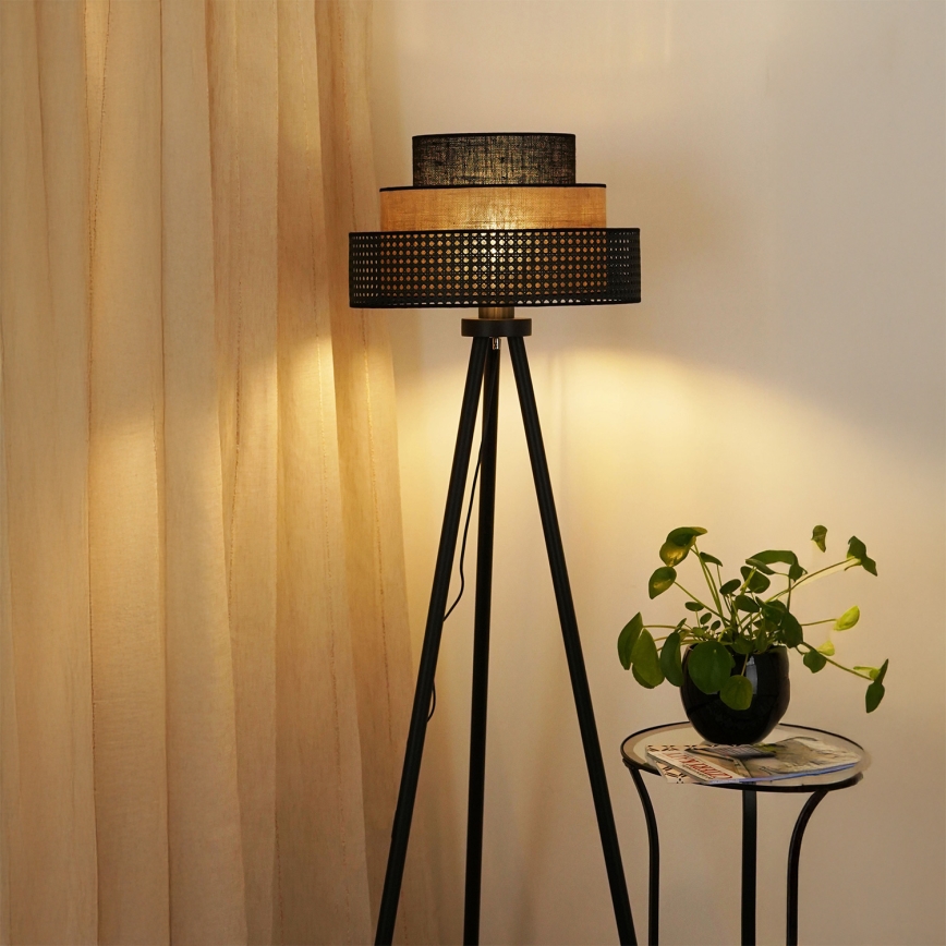 Brilagi - Gulvlampe DAKOTA LUNETA 1xE27/15W/230V sort/beige