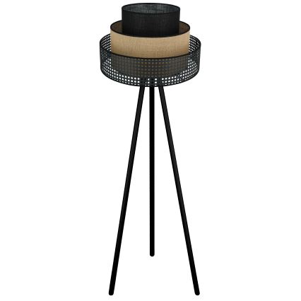 Brilagi - Gulvlampe DAKOTA LUNETA 1xE27/15W/230V sort/rotan