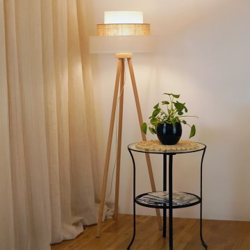 Brilagi - Gulvlampe DENVER LUNETA 1xE27/15W/230V beige/brun/cremefarvet